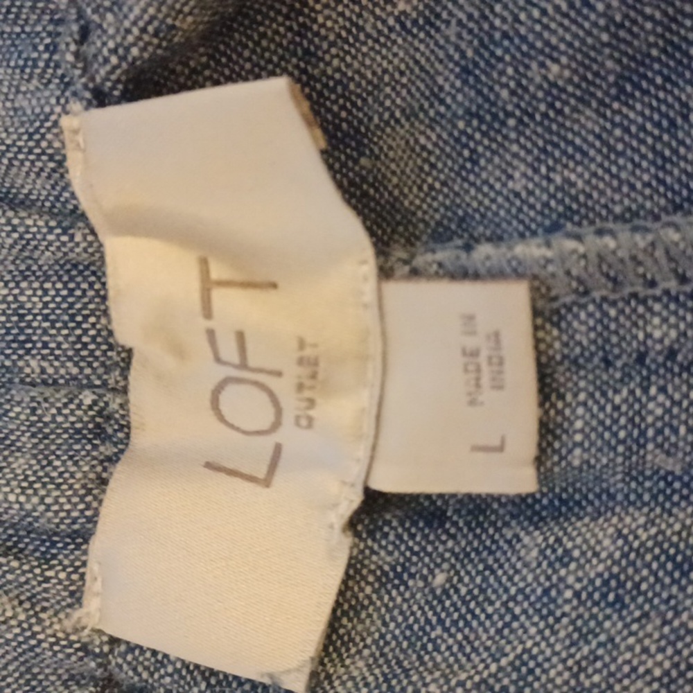 Loft Women's Blue Linen Blend Pull-on Skirt. Size L - Picture 5 of 8